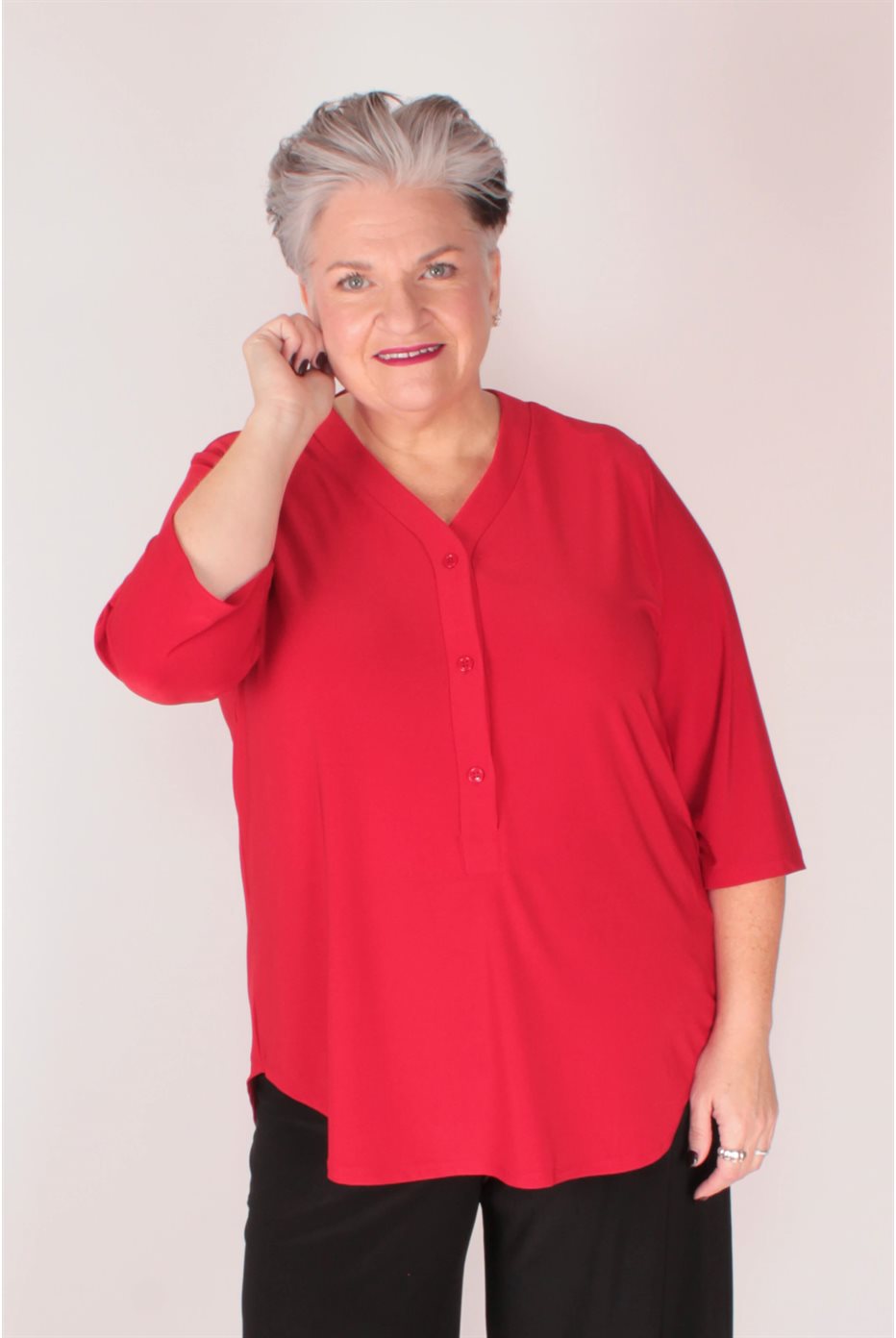 Haut à 3 boutons Easy Henley Poppy Haut à 3 boutons Easy Henley Poppy